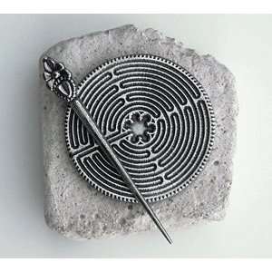  Pewter Labyrinth Mounted on Cast Stone   Chartres Style 