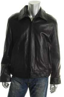Tommy Hilfiger Mens Motorcycle Jacket Black Leather Coat XL  