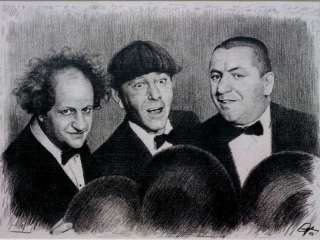 Three Stooges Sketch Charcoal Pencil Drawing  