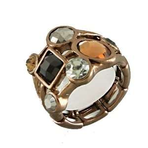  Chocolate Brown Color Fashion Stretch Ring With Multi Color Stones 