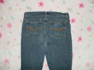 SO jrs 11 AVG Destroyed TRASHED low rise stretch Flare leg blue jeans 