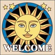 Sunface 6 x 6 CERAMIC TILE Ray Welcome Turq Brown Snd  