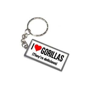   Love Heart Gorillas Theyre Delicious   New Keychain Ring Automotive