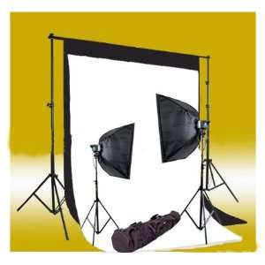   Softboxes, 1 Background Support System, Black & White Muslin Backdrops