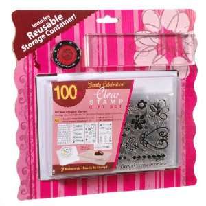  Darice SCR3300 Scrappy Cat 100 Piece Clear Stamp Kit 