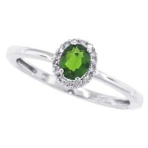  0.39ct Chrome Diopside Ring with Diamonds in 14kt White 