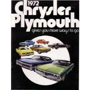  1972 CHRYSLER PLYMOUTH Sales Brochure Literature Book 