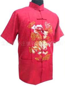 Chinese mens embroider dragon T shirt Tops Sz:M XXL  