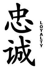 Loyalty Chinese Symbol temporary tattoo, pkg 5  