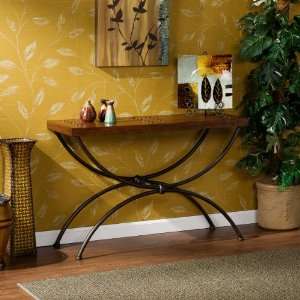  Casa Grande Sofa Table, Round metal tube, wood veneer, and 