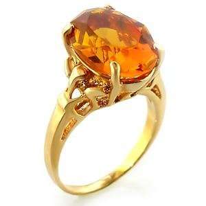  Size 10 Citrine Crystal Brass Gold Plated Ring: AM 