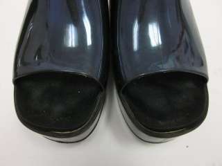AUTRE CHOSE Black Rubber Open Toe Wedges Shoes Sz 9  