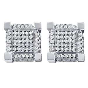   10k White Gold Square Micro Pave (1/4 Carat) Jewel Roses Jewelry