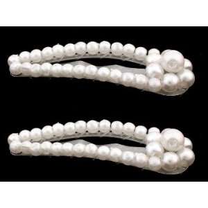   Small Strung And Flower End Pearl Snap Pins (Click Clack) Pair: Beauty