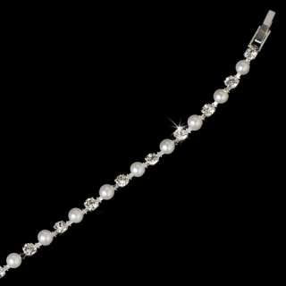 Bridal Jewelry Bracelet Elegant Pearl & Rhinestone 1R  