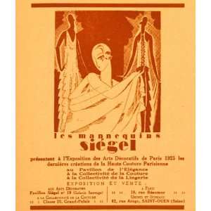 1925 Ad Siegel Stockman Mannequin Paris Exposition Art Deco Haute 
