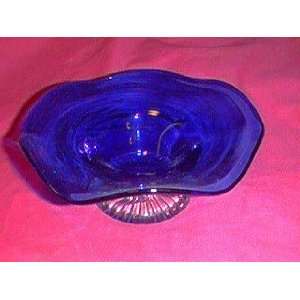  Cobalt Blue Glass Fruit Bowl 