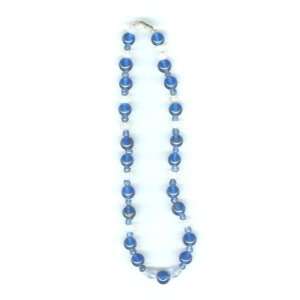  Cobalt Blue & Opalescent Glass Beaded Necklace: Everything 