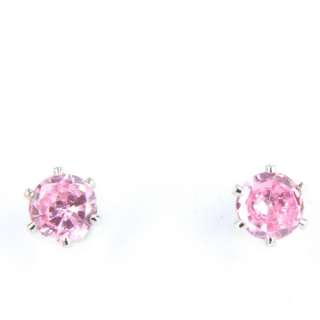 ROUND STUD 5x5mm PINK SAPPHIRE EARRINGS**  