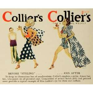 1937 Print Colliers Styling Aimee Larkin Art Fashion Cover Upper Class 