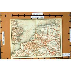   Map 1888 London France English Channel Rotterdam Coln