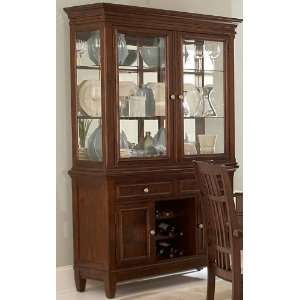  China Cabinet Buffet Hutch Center Wine Rack in Rich Brown 
