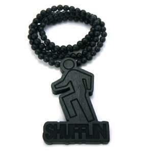  Black Wooden Shufflin Pendant with a 36 Inch Beaded 