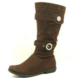 Womens Flat Knee High Suede Boots, Coffee size 8US/38.5EU/6AU  