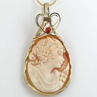Hand Carved Shell Cameo Pendant 14K Rolled Gold  