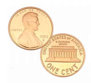 1992 S US MINT GEM PROOF LINCOLN 1 CENT PENNY COIN  