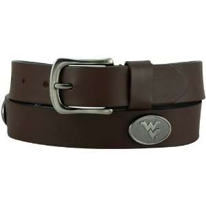   Brown Leather Brushed Metal Concho Belt:  Sports & Outdoors