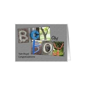 Photo letters Twin Boys Card
