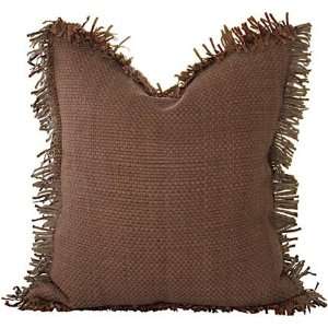  Lance Wovens Checkers Espresso Fringe Leather Pillow