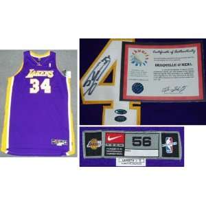  Shaquille ONeal Signed Lakers Nike Pro Purple Jersey 