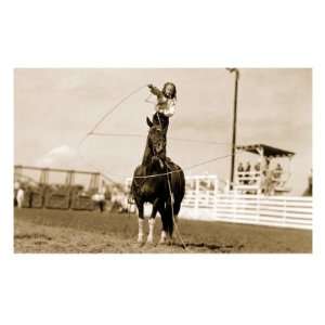  Little Cowgirl Trick Roping World Culture Premium Poster 