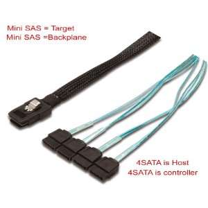  0.5m Mini SAS 36pin (Sff 8087) to 4xsata Cable Reverse 