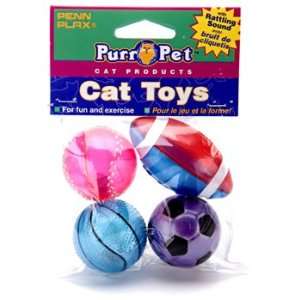  4 Pack Purr Pet Sports Balls Cat Toy: Kitchen & Dining