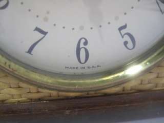 Vintage Seth Thomas Cane wood & Brass Shelf, Alarm Clock mid 20th 