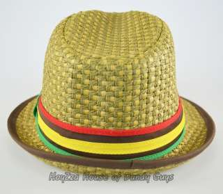 Mens Rasta Summer Cool Fedora Made of 100% paper straw Hat S/M & L/XL 