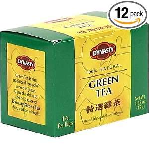 Dynasty Green Tea, Tea Bags, 16 Count Boxes (Pack of 12):  