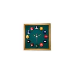   12in Square Billiard Clock Oak & Dark Green Mali Felt