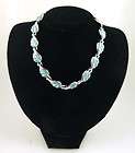 Vintage Silver Toned Blue Enameled Leaf Style Design Necklace LOVELY