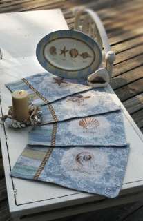 SEASHELLS BY THE SEASHORE Tapestry Placemats Set (4)  
