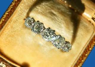 ANTIQUE ART DECO PLATINUM 18ct GOLD 5 OLD CUT 1.12CT DIAMOND RING 1919 