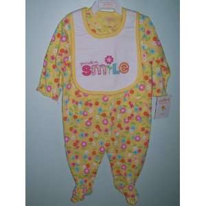   Girls 2 piece Yellow Floral Footed Sleep & Play Set 3 Months: Baby
