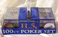 100 Count 11.5 g Poker Chips, Cards & Button Set__NEW  