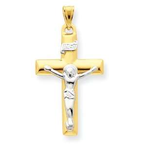  14k Two Tone Crucifix Pendant: Jewelry