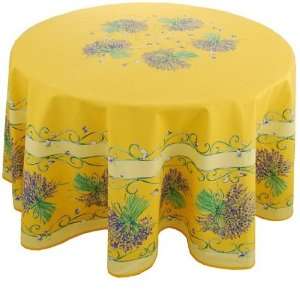  Lavender Bunch Yellow Cotton Tablecloth 70 Round