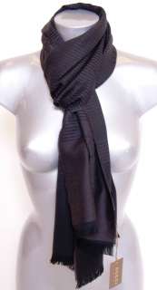 NWT $490 GUCCI Unisex Darkbrown Logo Wool Scarf Shawl Wrap  