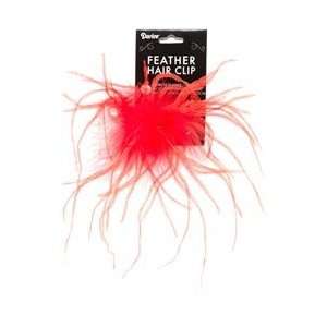 Darice Ostrich Feather Hair Clip 1/Pkg Red; 6 Items/Order:  